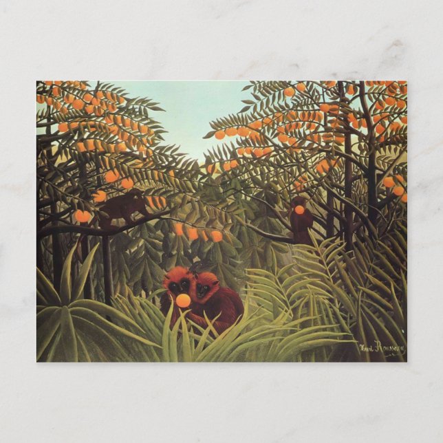 Affen in Orange Grove von Henri Rousseau Postkarte (Vorderseite)