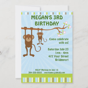 Affen Kindergeburtstag Party Einladung