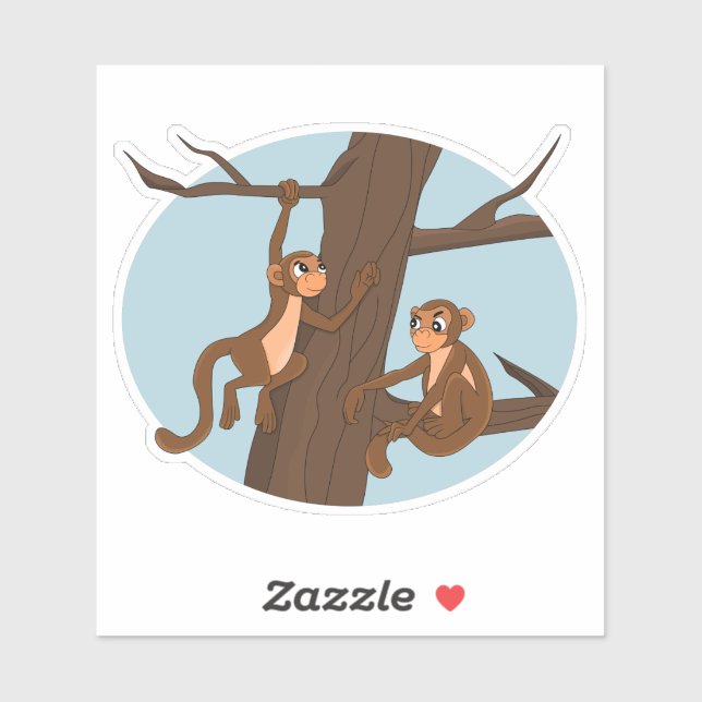 Affen klettern auf den Baum Custom-Cut Vinyl Stick Aufkleber (Blatt)