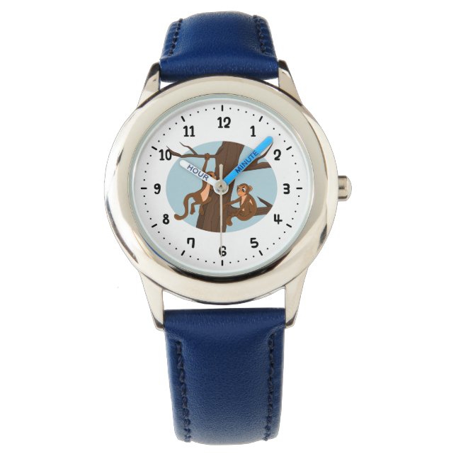 Affen klettern auf die Baumuhr Armbanduhr (Vorderseite)