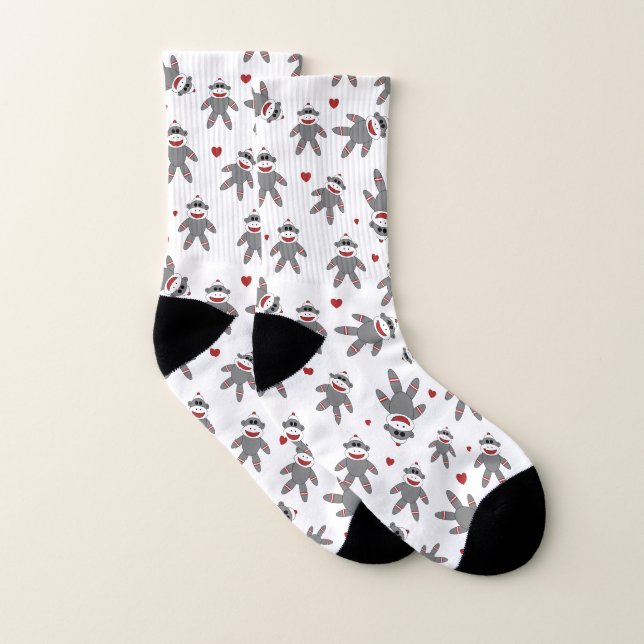 Affen mit rotem Herzmuster Socken (Paar)
