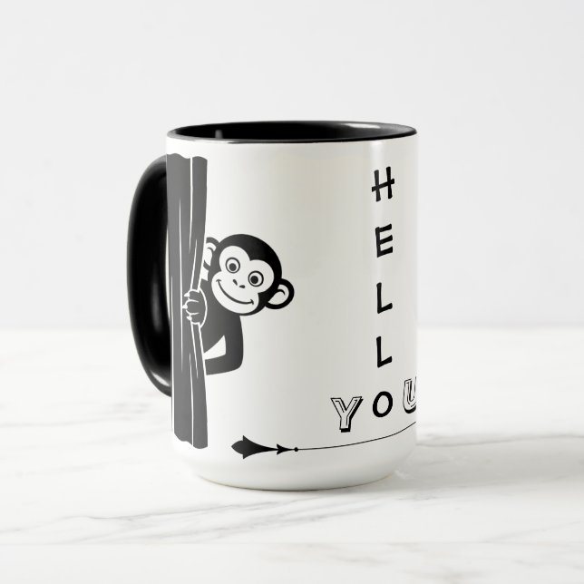 Affen-Peekaboo-Spaß-Tasse Tasse (Vorderseite Links)