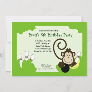 Affen-Schalen-Bowling-Party-Geburtstag 5x7 Einladung