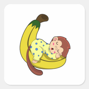 Affen schlafen in Pajamas Quadratischer Aufkleber