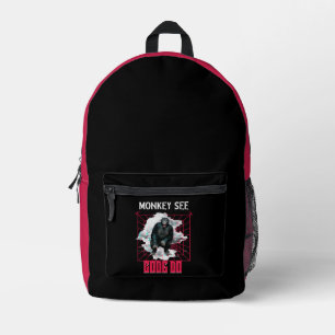 Affen sehen Code, machen Web-Entwickler Humor Bedruckter Rucksack