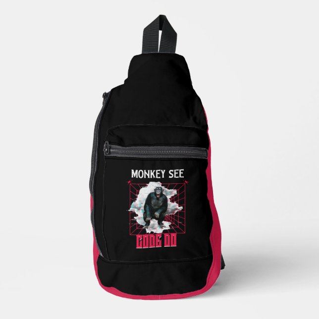 Affen sehen Code, machen Web-Entwickler Humor Crossbody Bag (Vorderseite)