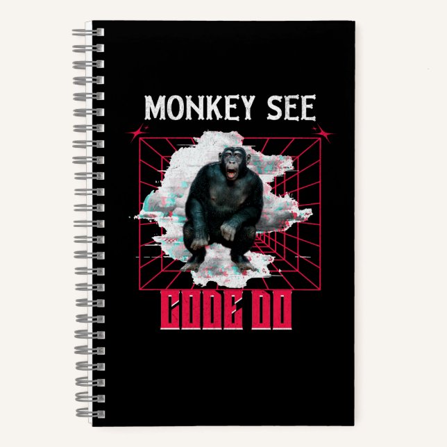 Affen sehen Code, machen Web-Entwickler Humor Notizbuch (Vorderseite)