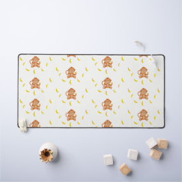 Affen und Bananen-Muster weiß Schreibtischunterlage