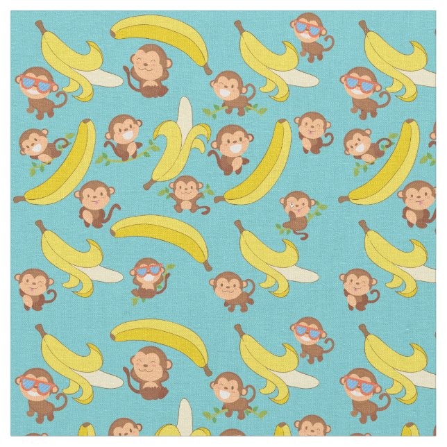 Affen und Bananen Stoff (Nahaufnahme)