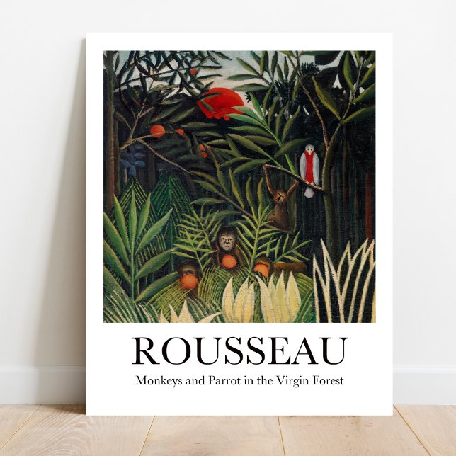 Affen und Parrot Jungfrau Forest Henri Rousseau Poster (Jungle Adventure: Rousseau's Monkeys & Parrot! Vibrant art poster)