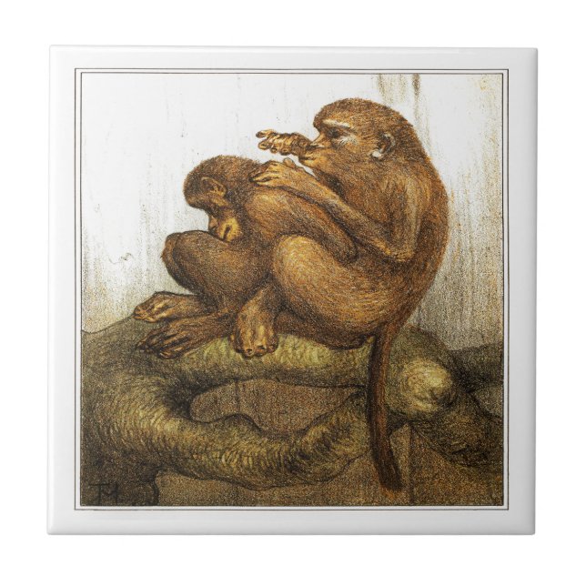 Affen Viktorianische Kunst Fliese (Vorderseite)