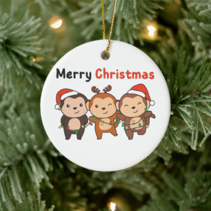 Affen Weihnachten Tiere Affen Frohe Weihnachten C Keramik Ornament