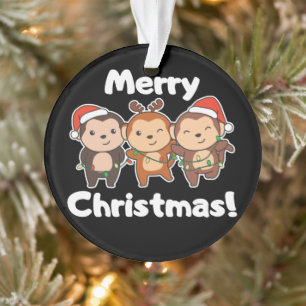 Affen Weihnachten Tiere Affen Frohe Weihnachten O Ornament