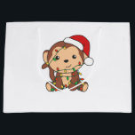 Affen Weihnachten Wintertiere Affen Große Geschenktüte<br><div class="desc">Der Affe zu Weihnachten mit Feenlicht. Hübsche Tiere mit Geschenken und Schnee für den Urlaub. Ein süßes Weihnachtsgrüßen. Affen sind niedliche Tiere und perfekt zu Weihnachten.</div>