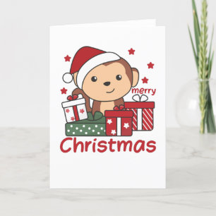 Affen Weihnachtsgeschenk Wintertiere Affen Feiertagskarte
