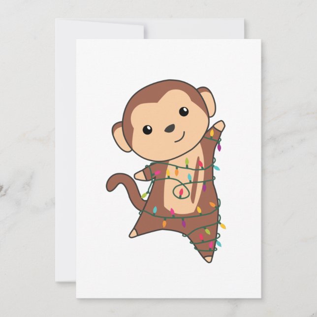 Affen Weihnachtsschnee Wintertiere Affen Feiertagskarte (Vorderseite)