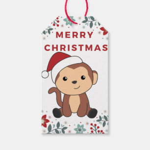 Affen Weihnachtsschnee Wintertiere Affen Geschenk Geschenkanhänger