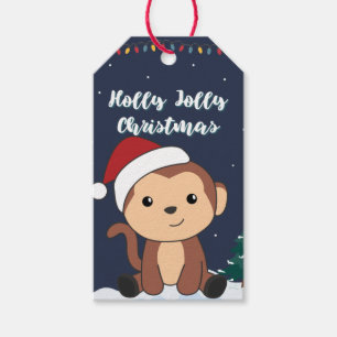 Affen Weihnachtsschnee Wintertiere Affen Geschenk Geschenkanhänger