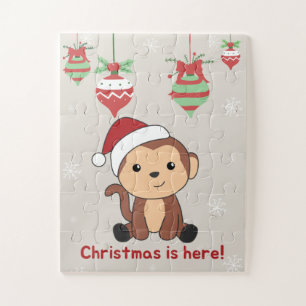 Affen Weihnachtsschnee Wintertiere Affen Jigsa Puzzle