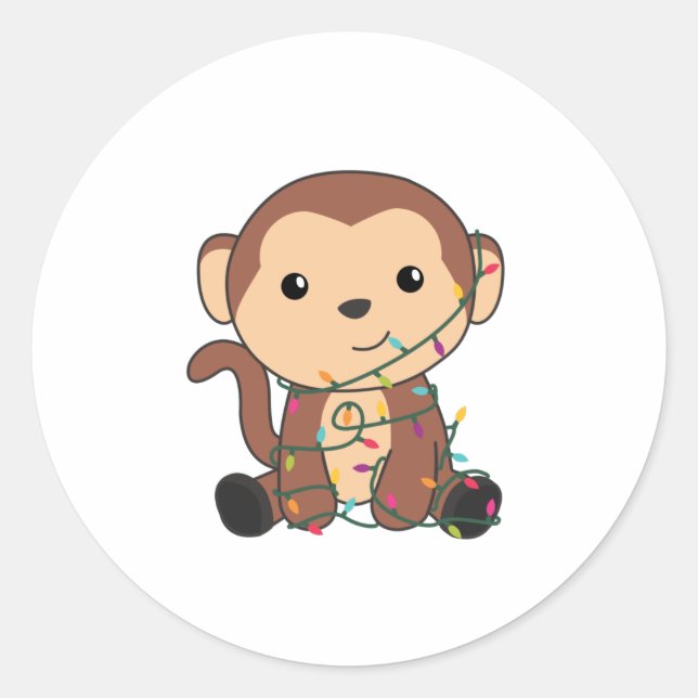 Affen Weihnachtsschnee Wintertiere Affen Runder Aufkleber (Vorderseite)