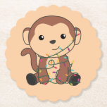 Affen Weihnachtsschnee Wintertiere Papier Untersetzer<br><div class="desc">Der Affe zu Weihnachten mit Feenlicht. Hübsche Tiere mit Geschenken und Schnee für den Urlaub. Auch lustig für Weihnachten im Juli. Affen sind niedliche Tiere und perfekt zu Weihnachten.</div>