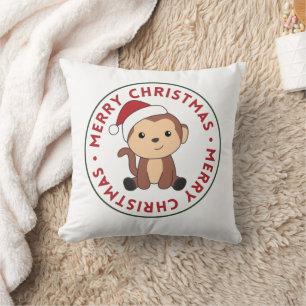Affen Weihnachtsschnee Wintertierwerfen Kissen
