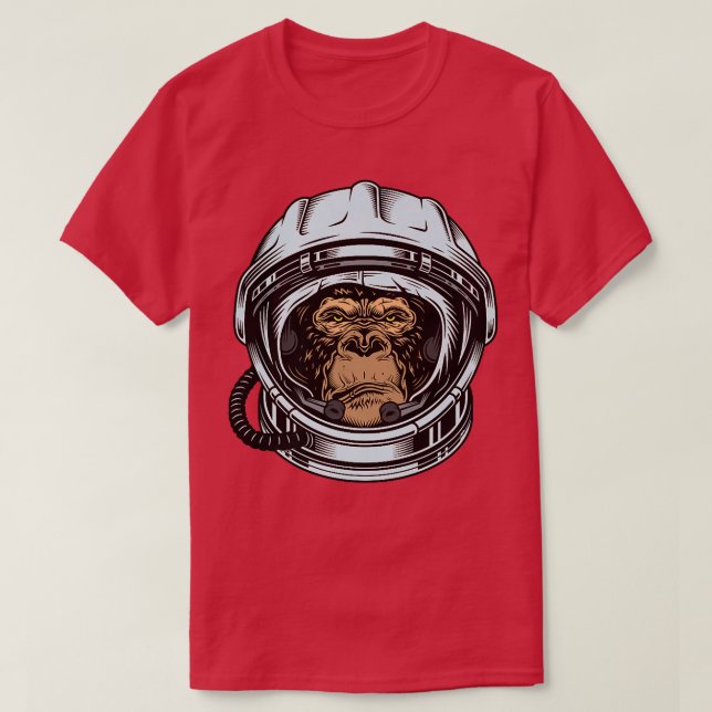 Affen zusammen stark zum Mond Retro Astronaut S T-Shirt (Design vorne)