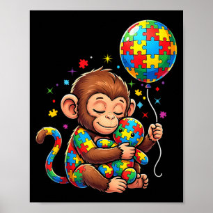 Affenballon Autismus-Bewusstsein autistische Kinde Poster