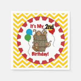 Affenbarrel 2. Geburtstagspapier Napkins Serviette