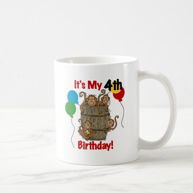 Affenbarsch 4. Geburtstag Tasse (Rechts)