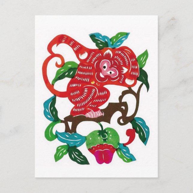 Affenchinesisches Zodiakszeichen Postkarte (Vorderseite)
