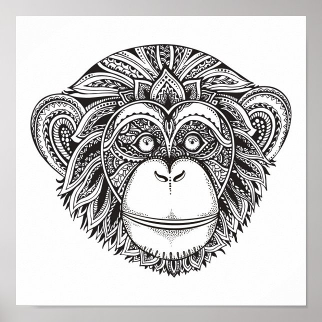 Affendarstellung Doodle 2 Poster (Vorne)