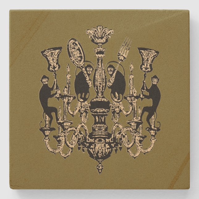 Affengeschäft - FARBE ÄNDERN / Steinuntersetzer (Vorderseite)