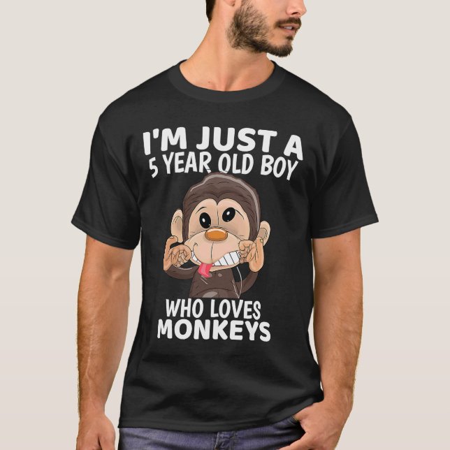 Affenjunge Ich bin nur ein 5-jähriger Junge zum Ge T-Shirt (Vorderseite)