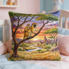 Affenmama und Baby Safari-Tiere  Kissen
