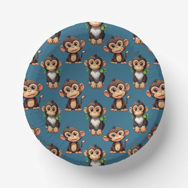 Affenmuster-Design Blau  Pappteller (Vorderseite)
