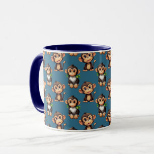Affenmuster-Design Blau Tasse