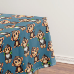 Affenmuster-Design Blau Tischdecke