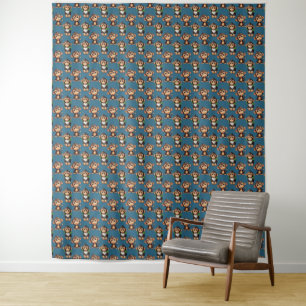 Affenmuster-Design Blau  Wandteppich