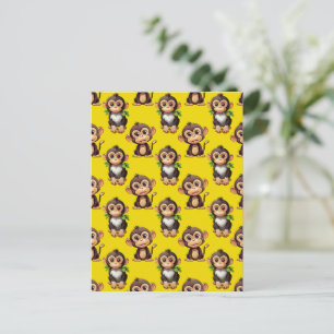 Affenmuster-Design Gelb  Postkarte