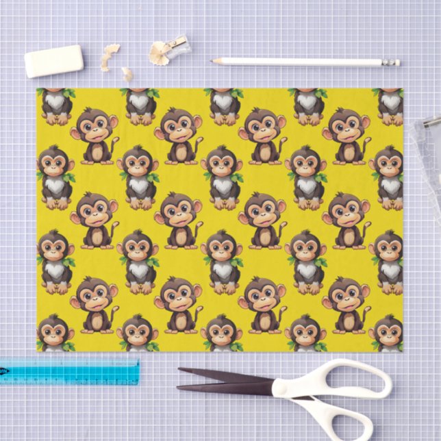 Affenmuster-Design Gelb  Seidenpapier (Handwerk)