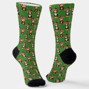 Affenmuster-Design Grün Socken