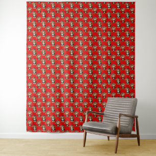 Affenmuster-Design Rot Wandteppich