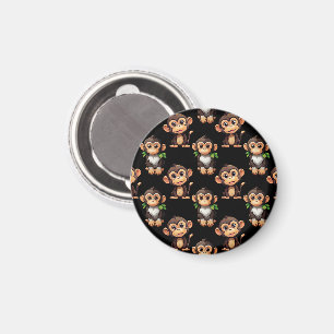 Affenmuster-Design Schwarz Magnet