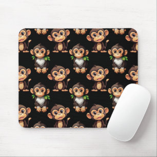 Affenmuster-Design Schwarz Mousepad