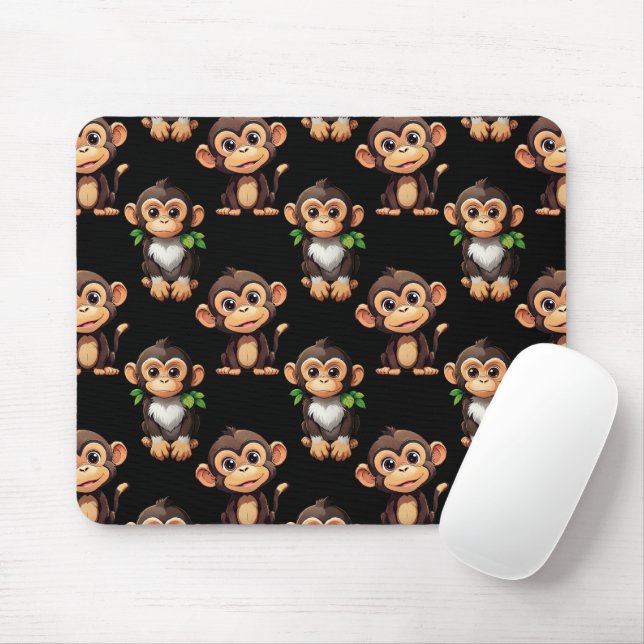 Affenmuster-Design Schwarz  Mousepad (Mit Mouse)