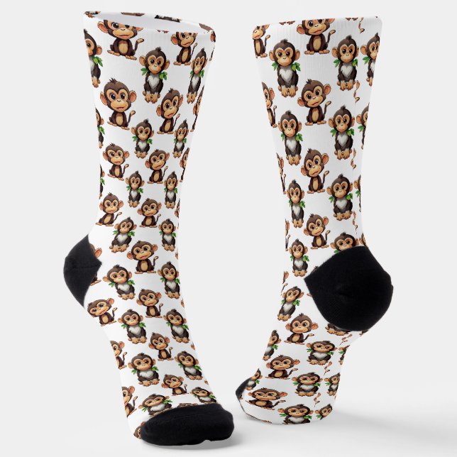 Affenmuster-Design Weiß Socken (Gewinkelt)