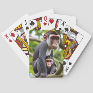 Affenmutter und Baby auf einem Baum Spielkarten