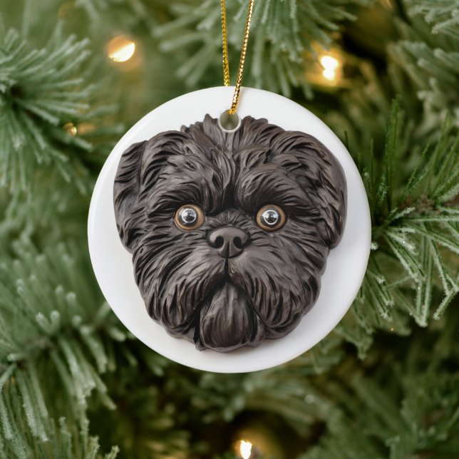 Affenpinscher 3D Inspiriert Keramik Ornament (Baum)