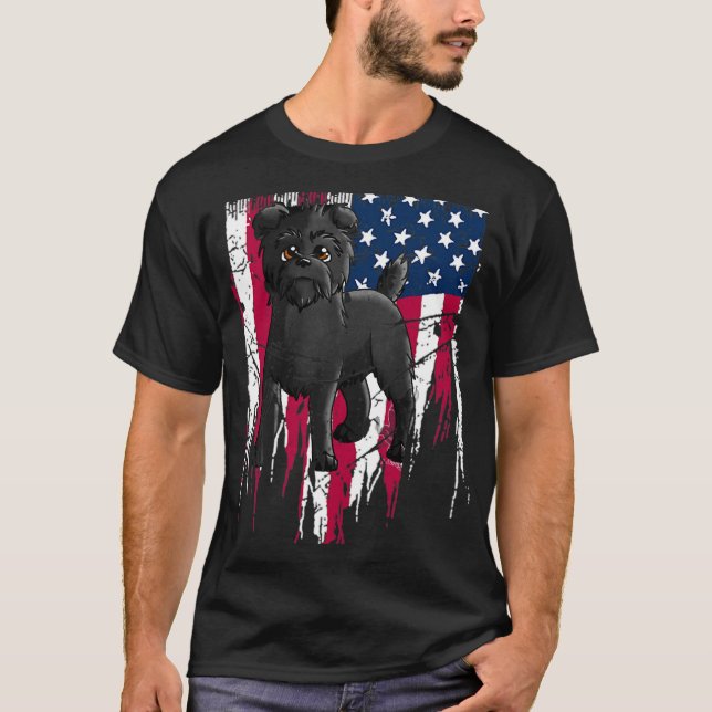 Affenpinscher American Flag USA Phantastisch T-Shirt (Vorderseite)